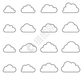 云形状集合细线图标图片