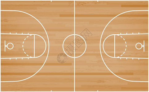 篮球场矢量插图以木质纹理为底线的图片
