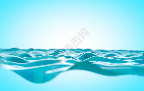 海和洋背景海浪和蓝天在地平线上3d插图图片