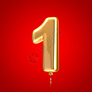 金气球字体1号3D让字母在红色背景上被隔离最好的纪念日背景图片