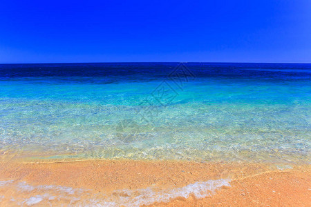 美丽的海洋夏季或春抽象背景金沙滩图片