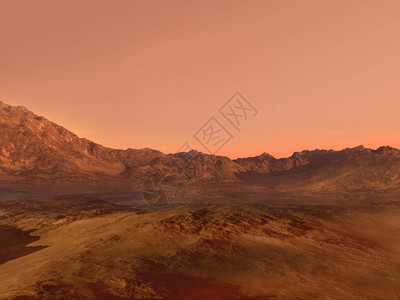 3D火星地貌以红色岩石地形成图片