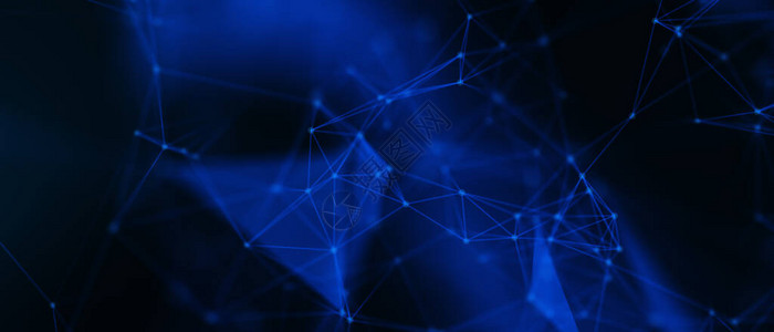 抽象的未来主义深蓝色背景上具有多边形状的技术设计数字技术概念3d插图图片