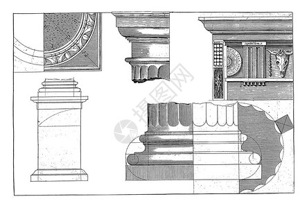 古典家具多立克式建筑秩序插画