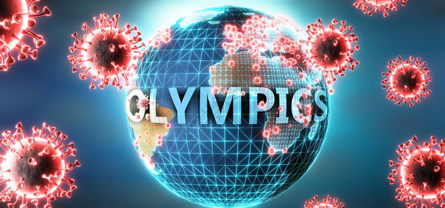 象征冠状对奥运会有全球负面影响或可能导致它图片