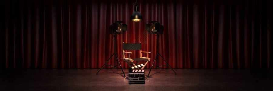 录像电影电影概念导演的椅子和电图片