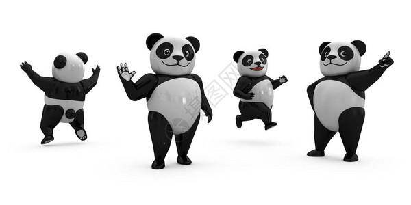 的3d熊猫塑料玩具图片