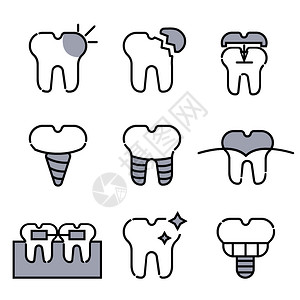 灰色单色调牙齿icon背景图片