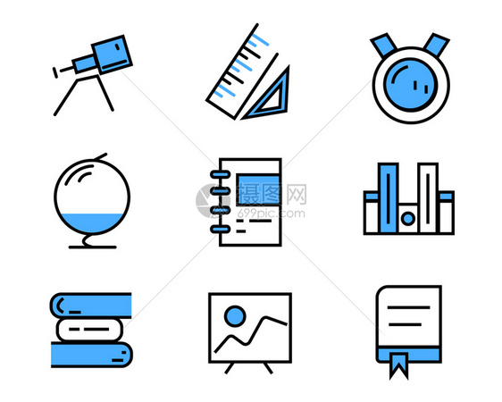 蓝色ICON图标教育元素套图svg图标图片