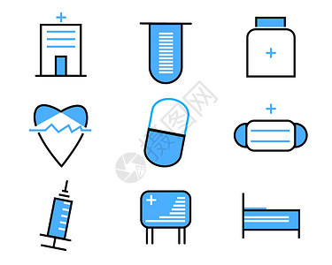 蓝色ICON图标医疗元素套图svg图标图片