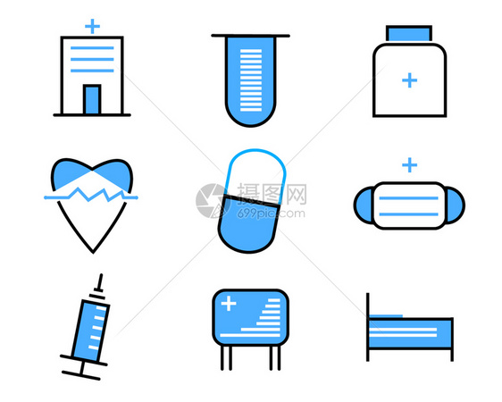 蓝色ICON图标医疗元素套图svg图标图片