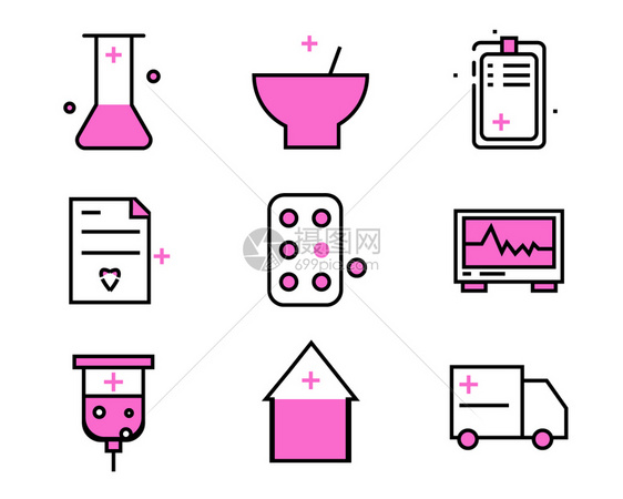 紫色ICON图标医疗元素套图svg图标图片