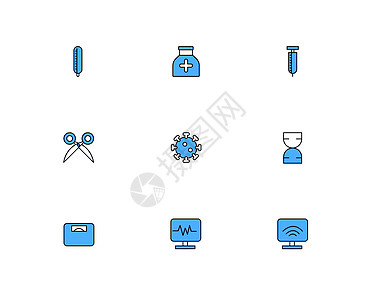 蓝色生物医学简洁图标图片