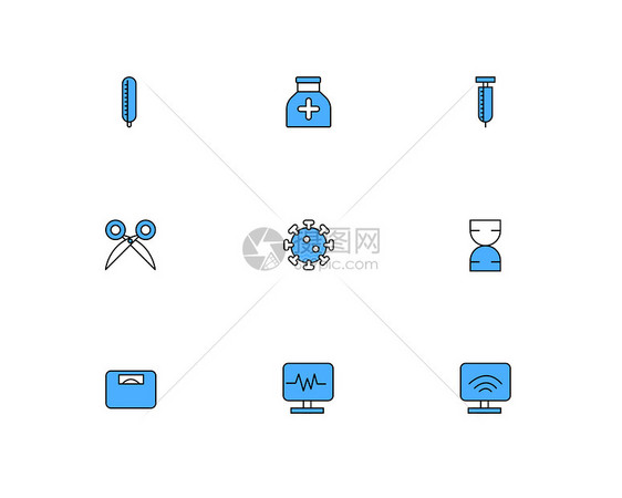 蓝色生物医学简洁图标图片