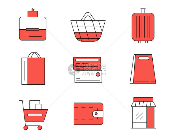 红色ICON图标购物元素图标图片