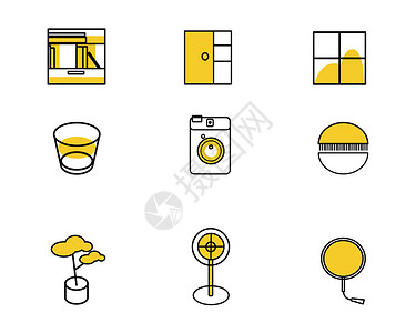 衣柜效果图黄色生活主题SVG元素图标套图插画
