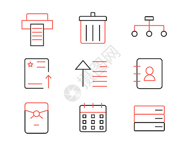 红色ICON图标商务元素套图svg图标背景图片