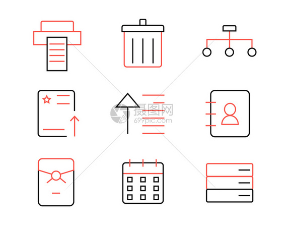 红色ICON图标商务元素套图svg图标图片