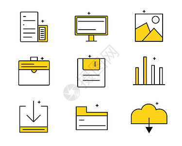 黄色ICON图标商务文件元素套图svg图标背景图片