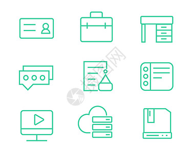 商务名片绿色ICON图标商务元素套图svg图标插画