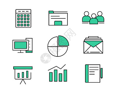 绿色ICON图标商务电脑元素套图svg图标图片