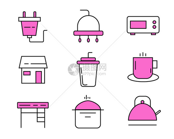 紫色ICON图标生活家用类元素套图svg图标图片