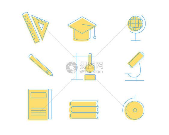 黄绿色尺具SVG元素图标套图图片