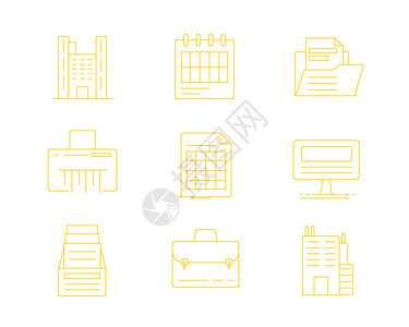 黄色ICON图标办公SVG图标元素套图图片