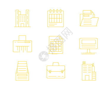 黄色ICON图标办公SVG图标元素套图背景图片