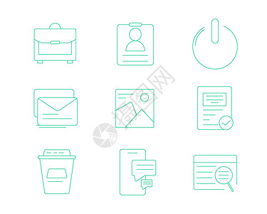 绿色ICON图标办公电源SVG图标元素套图图片