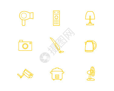 黄色家用电器图标svg图标元素套图图片