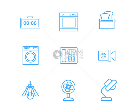 蓝色家用电器图标闹钟svg图标元素套图图片