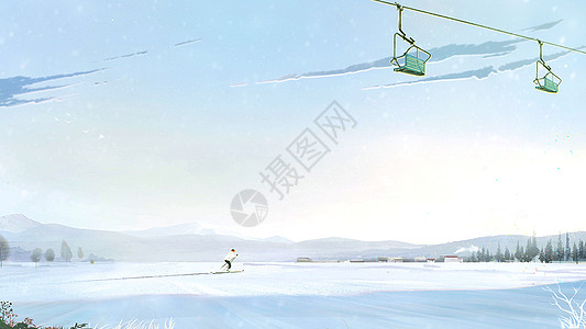 冬天去滑雪游玩背景图片