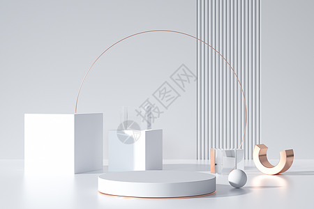 电商平台C4D白色极简电商展台设计图片
