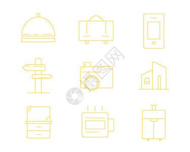 黄色ICON图标旅游SVG图标元素套图图片