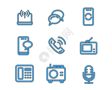 电话通信蓝色通信图标信息svg图标元素套图插画
