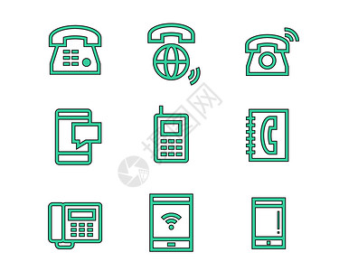 电话通信绿色通信图标电话svg图标元素套图插画