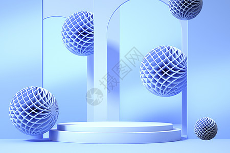 悬浮抽象球体展台图片