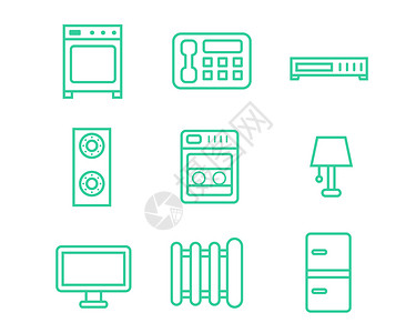 绿色家用电器图标svg图标元素套图2图片