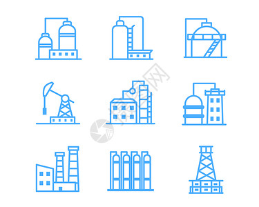蓝色工业图标各种不同类工厂svg图标元素套图3背景图片