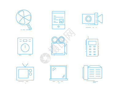 蓝色ICON图标家用电器电脑SVG图标元素套图图片