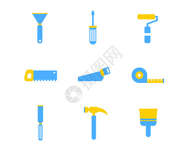 黄蓝修理工具图标svg图标元素套图图片