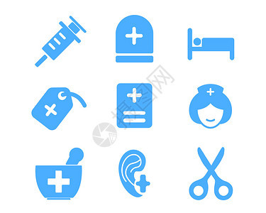 蓝色医疗行业图标护士svg图标元素套图图片