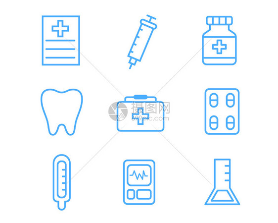 蓝色医疗图标病历单svg图标元素套图图片