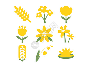 黄绿色植物花草SVG元素图标套图高清图片