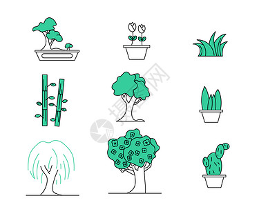 竹子矢量植物花草主题植物花草矢量元素套图插画