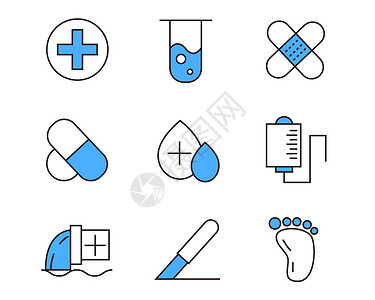 蓝色医疗SVG元素图标套图9图片