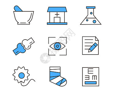 蓝色诊所医疗SVG元素图标套图图片