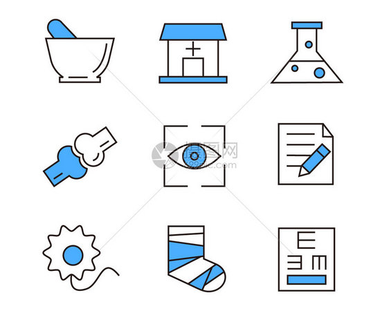 蓝色诊所医疗SVG元素图标套图图片