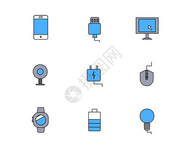 电池元素彩色icon图标电子设备主题手机元素套图插画